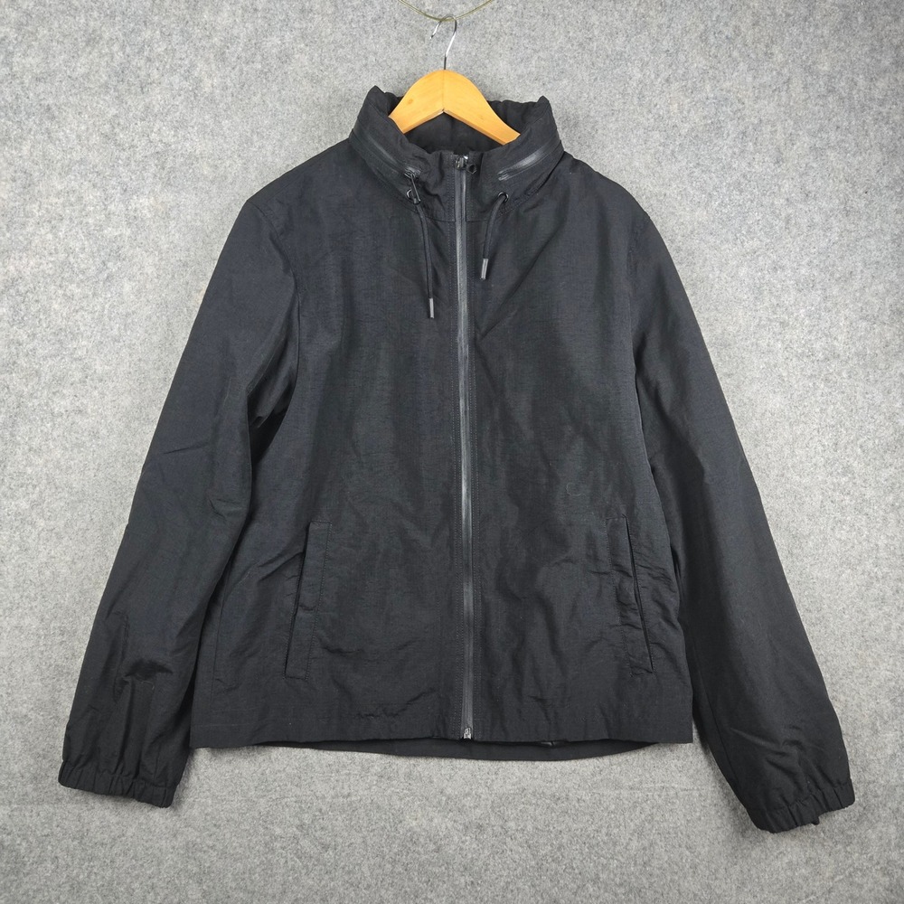 Vince Packable Tech Zip Hoodie Windbreaker Jacket Mens M Black Minimalist Gorp